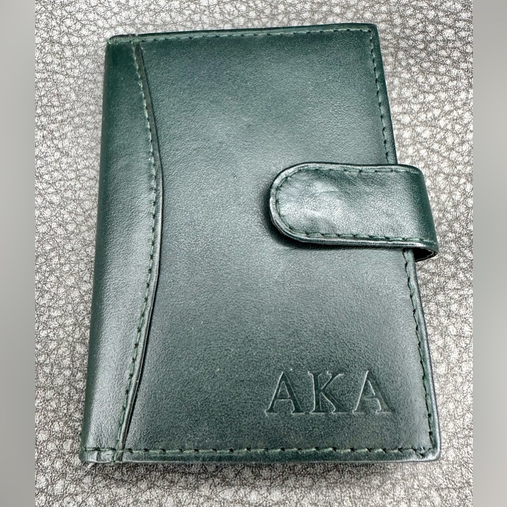 AKA Sorority Elegant Green Leather Wallet Card Holder